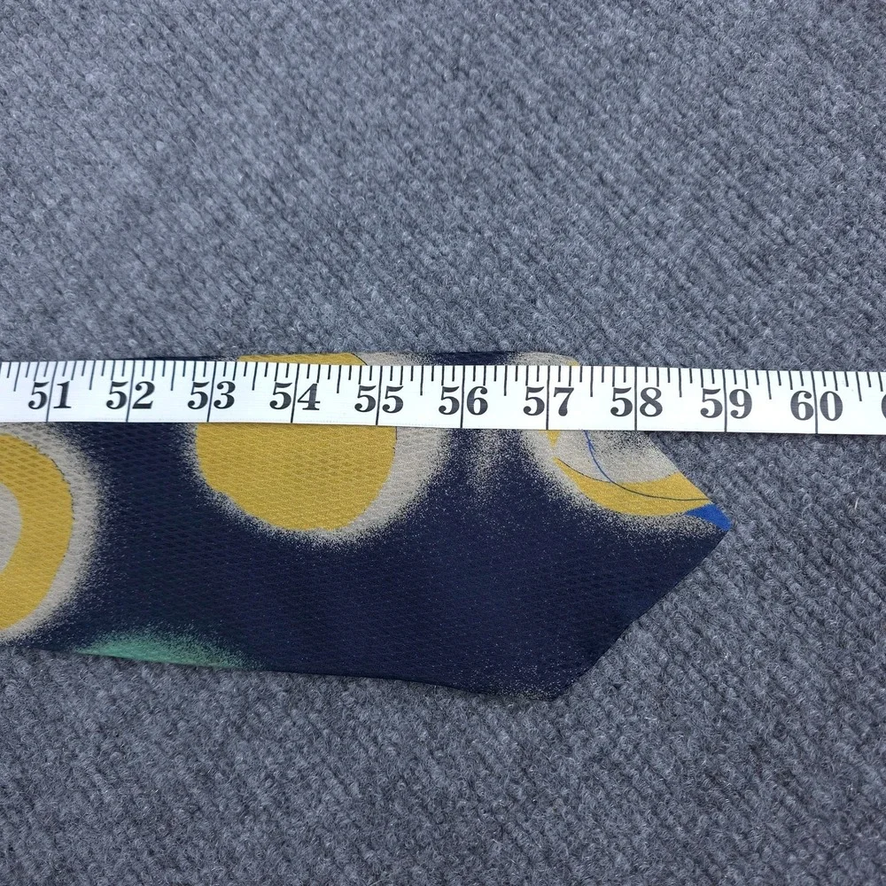 Ermenegildo Zegna Tie Mens One Size Blue Silk Necktie Geometric Print Made Italy
